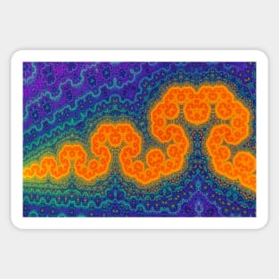 Psychedelic Orange Fractal Trees Sticker